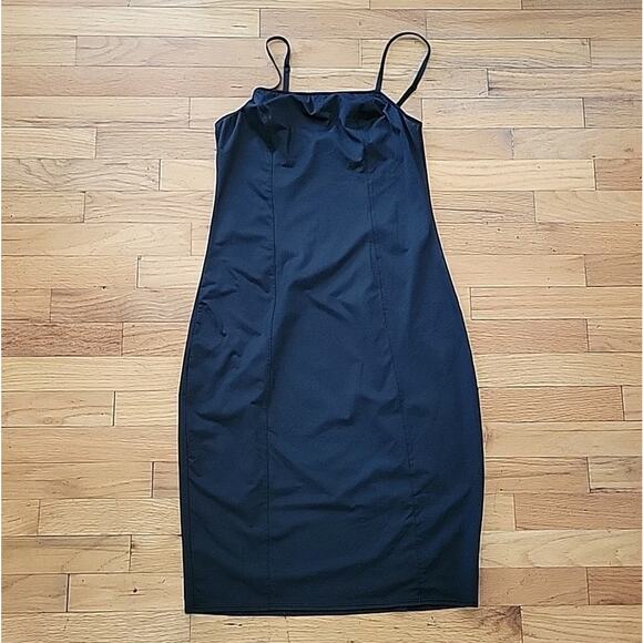 Victoria Secret Chemise Slip Dress Black Square Neck Bodycon Coquette Preppy - Picture 6 of 14